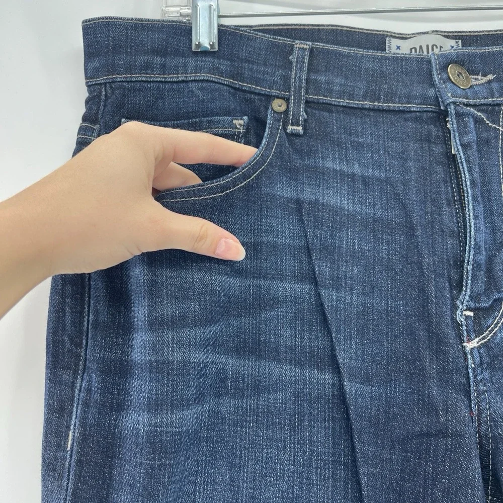 Paige Men Jeans Normandie Straight Leg Stretch Dark Wash Denim Blue Sz 34 38x31